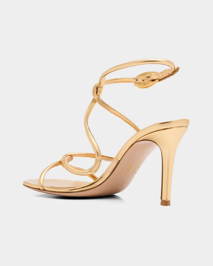 Metallic Serpent Twist Ankle-Strap Sandals - Image 5