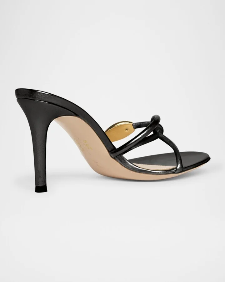 Metallic Serpent Twist Stiletto Sandals - Image 10