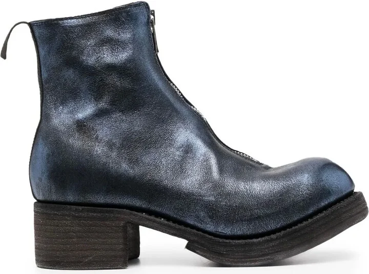 Metallic-Sheen Leather Boots