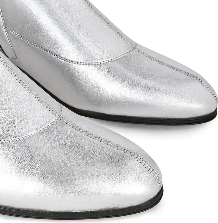 Metallic Silver Knee-Length Boots - Image 4