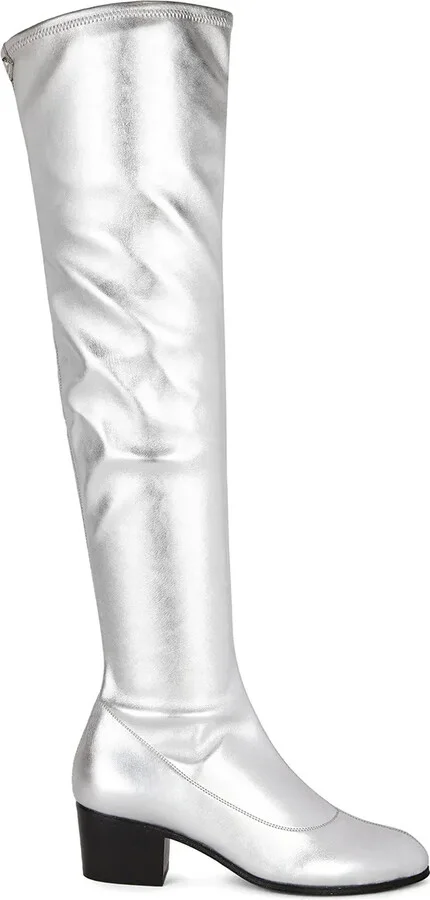 Metallic Silver Knee-Length Boots