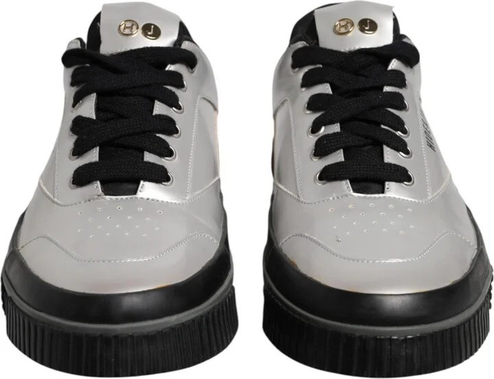 Metallic Silver Low Top Lace Up Sneakers Men's Shoes (Pre-Owned) - Image 2