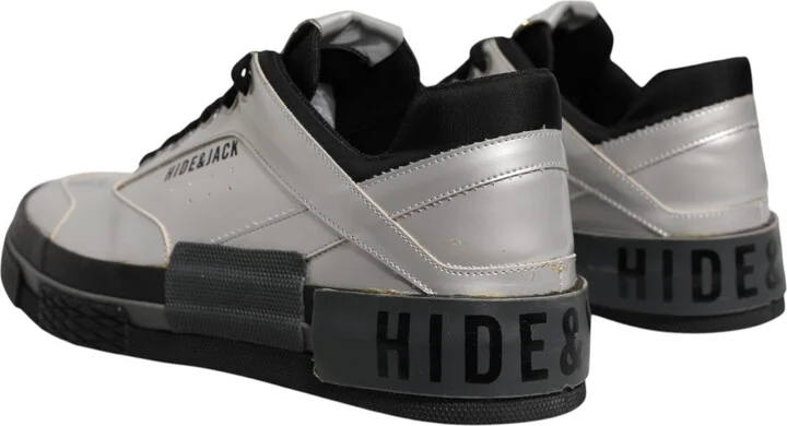 Metallic Silver Low Top Lace Up Sneakers Men's Shoes (Pre-Owned) - Image 4