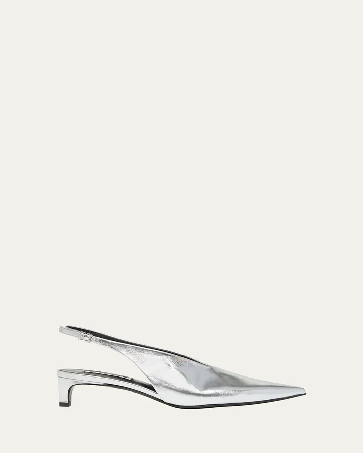 Metallic Slingback Ballerina Pumps