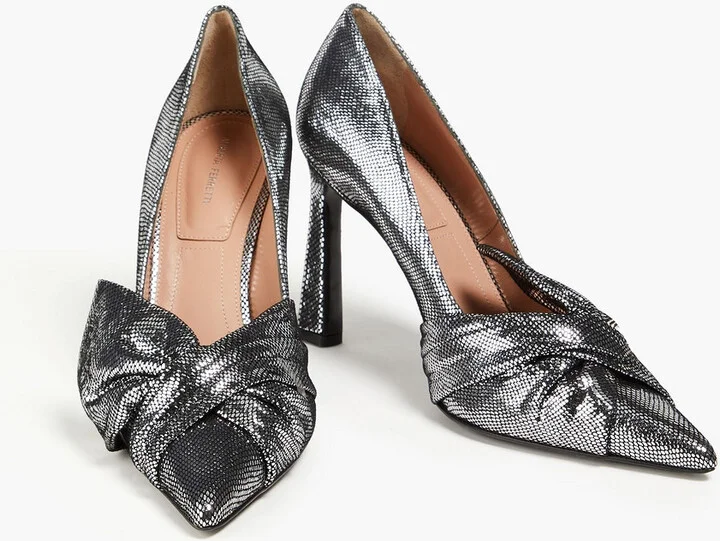 Metallic snake-effect leather pumps - Image 2