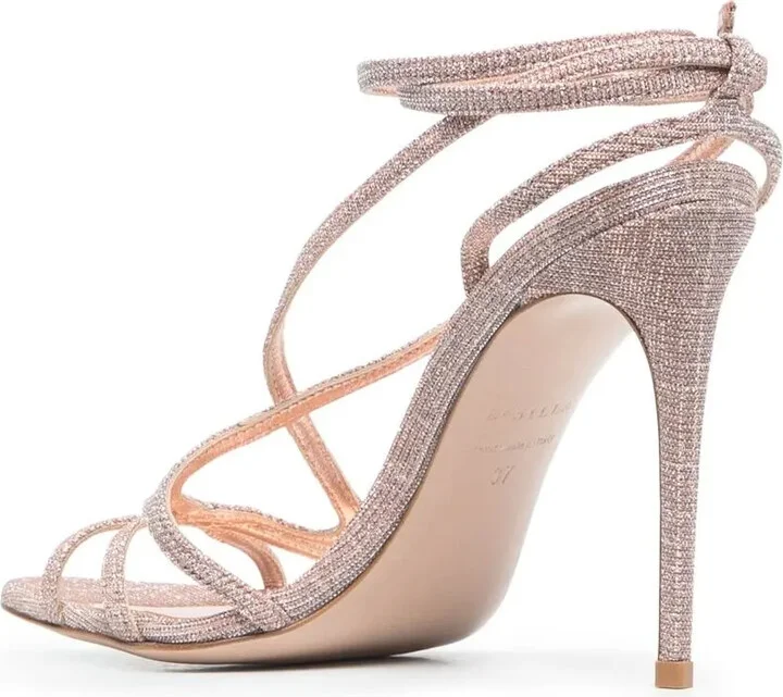 Metallic Strap-Wrap Sandals - Image 3