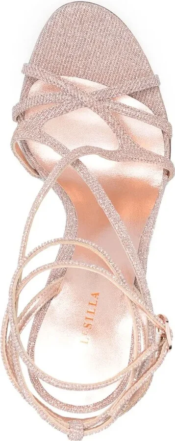 Metallic Strap-Wrap Sandals - Image 4