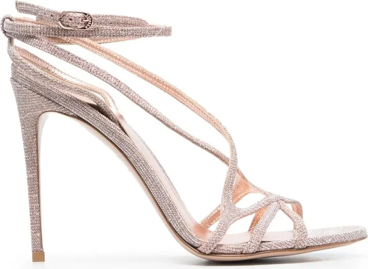 Metallic Strap-Wrap Sandals