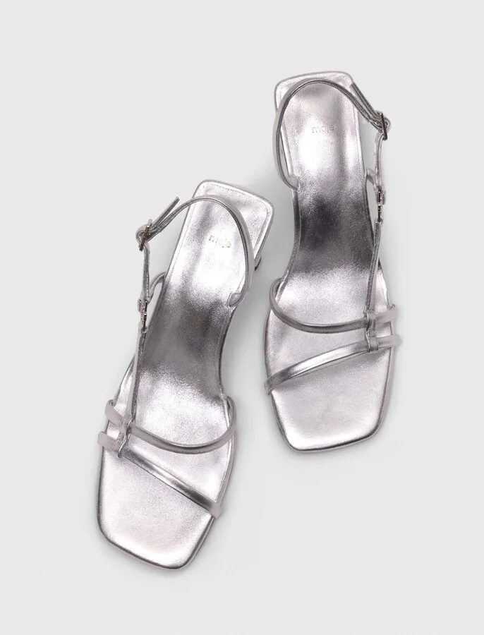 Metallic strappy heeled sandals - Image 2