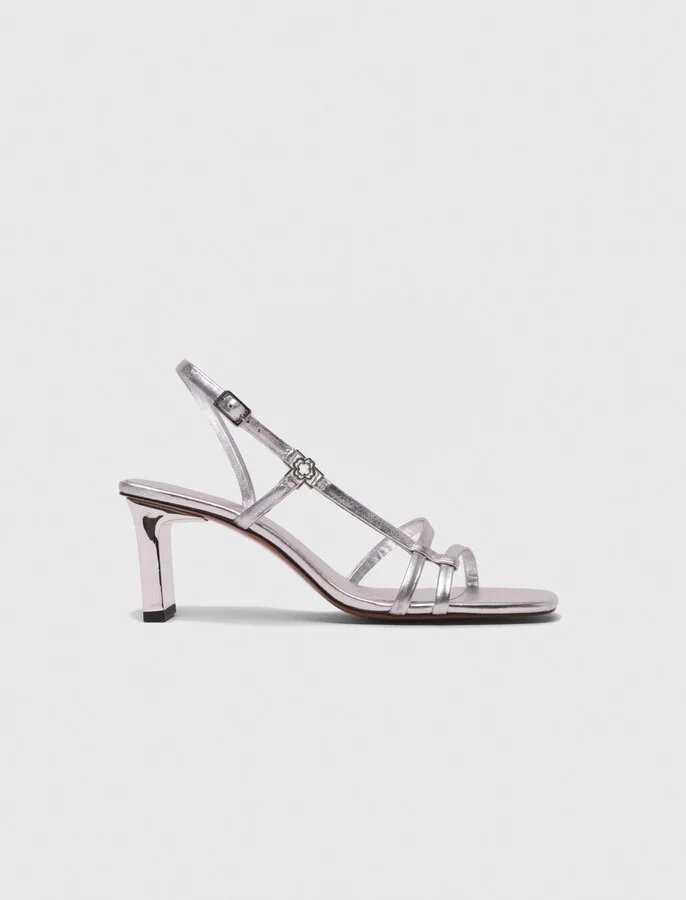 Metallic strappy heeled sandals