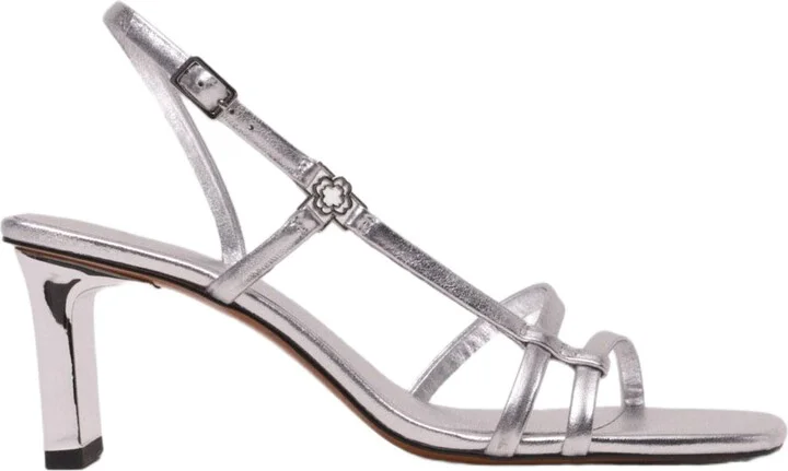 Metallic strappy heeled sandals
