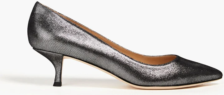 Metallic suede pumps