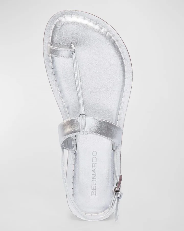 Metallic T-Strap Slingback Sandals - Image 5