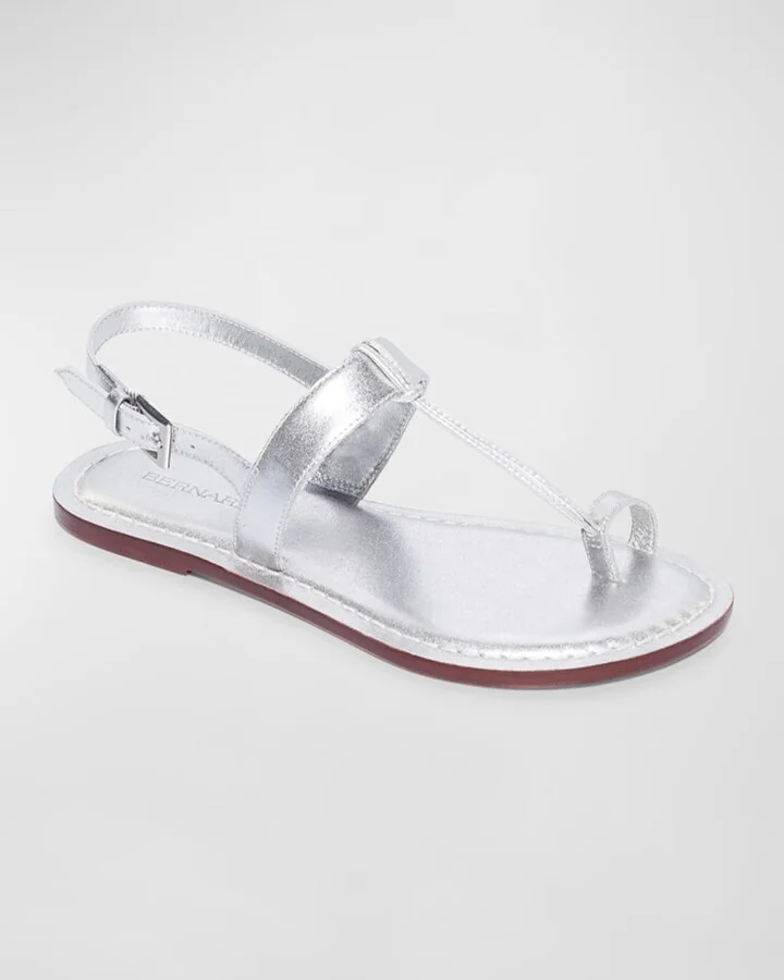 Metallic T-Strap Slingback Sandals - Image 11