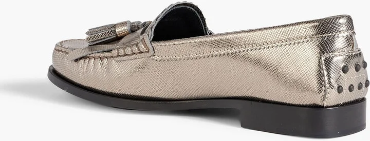 Metallic textured-leather loafers - Image 3