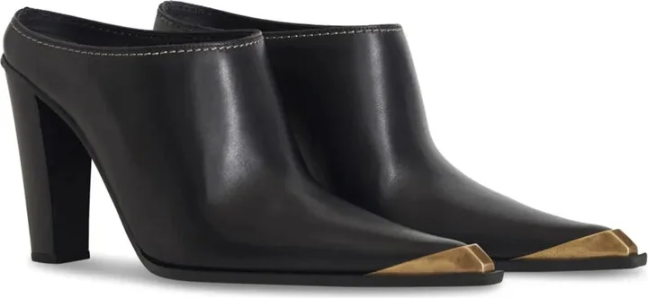 Metallic Toe-Cap Leather Mules - Image 2