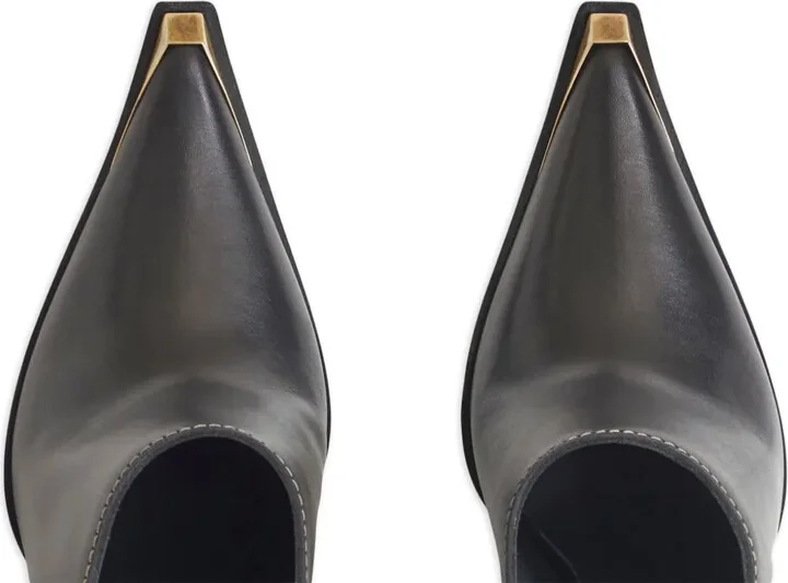 Metallic Toe-Cap Leather Mules - Image 3