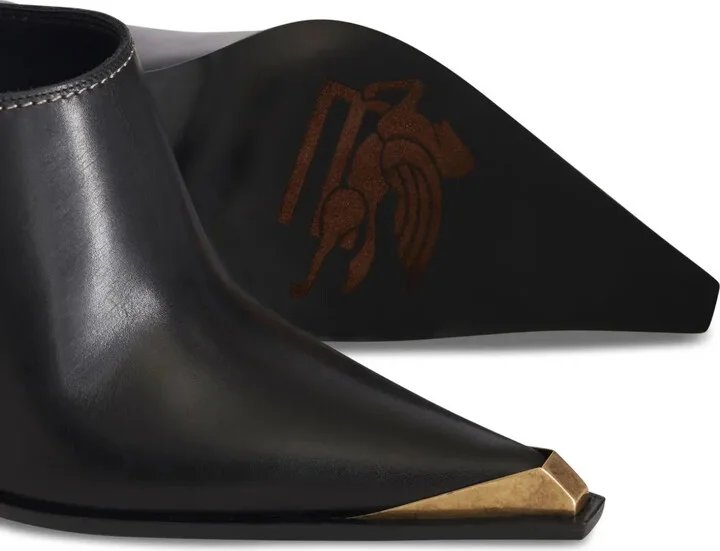 Metallic Toe-Cap Leather Mules - Image 4