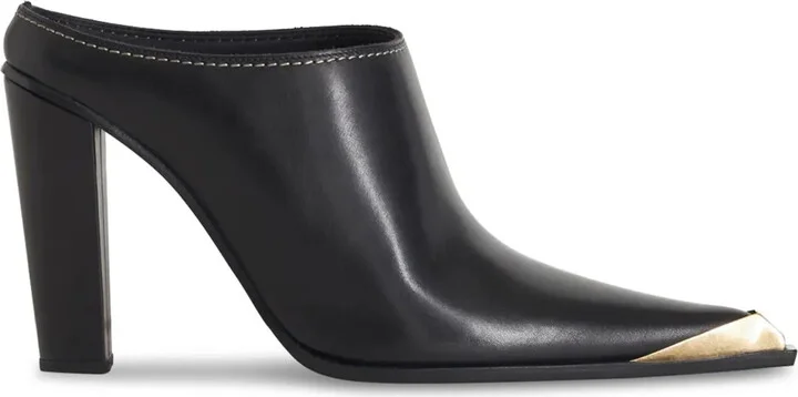 Metallic Toe-Cap Leather Mules