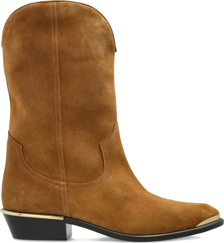 Metallic-Toe Slip-On Cowboy Boots