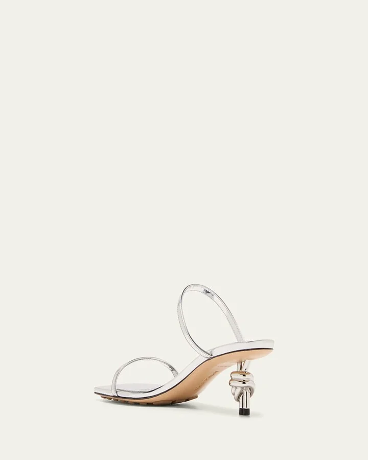 Metallic Two-Band Knot Slide Sandals - Image 6