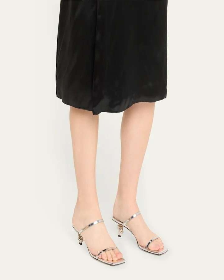 Metallic Two-Band Knot Slide Sandals - Image 8