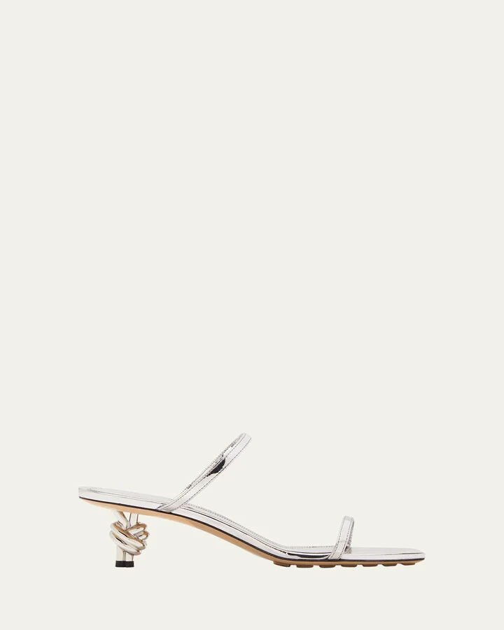 Metallic Two-Band Knot Slide Sandals