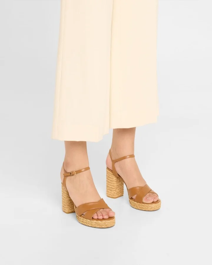 Metallic Woven Wedge Platform Sandals - Image 5