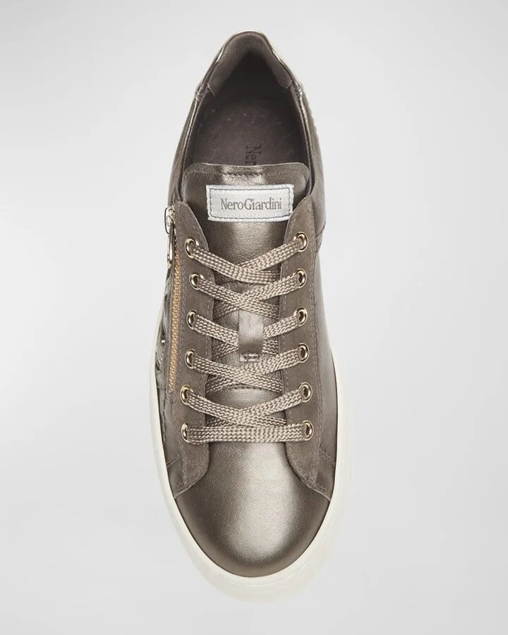 Metallic Zip Cutout Glitter Sneakers - Image 6