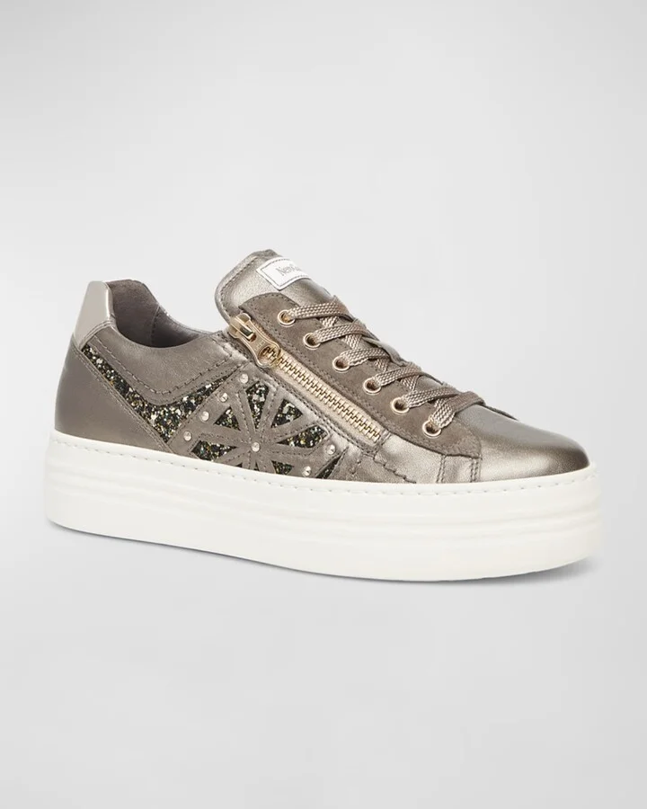 Metallic Zip Cutout Glitter Sneakers - Image 7