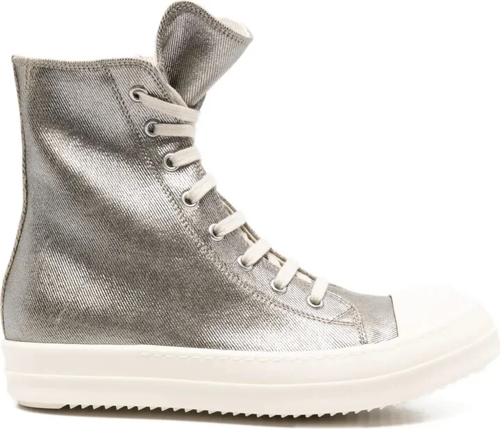 Metallic Zip-Fastening High-Top Sneakers