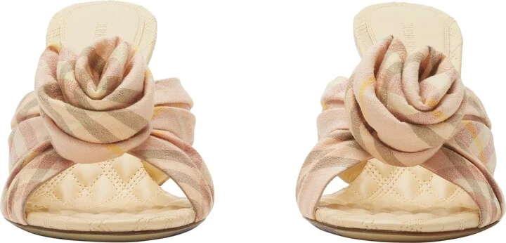 Mews Check Rose Bow Slide Sandal - Image 3
