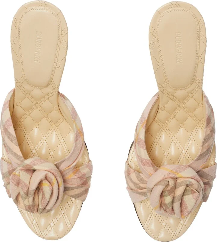 Mews Check Rose Bow Slide Sandal - Image 4