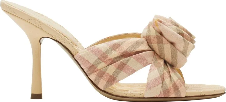 Mews Check Rose Bow Slide Sandal