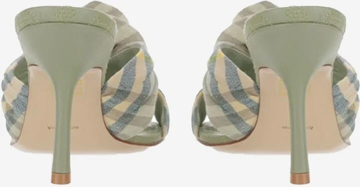 Mews Rose Stretch Linen Blend Check Mules - Image 3