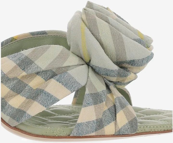 Mews Rose Stretch Linen Blend Check Mules - Image 4