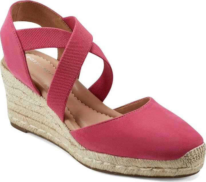 MEZA Womens Leather Suede Wedge Sandals