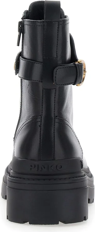 'mia' Black Ankle Boots With Love Birds Diamond Cut Patch On The Front And Side Zip Closure In Leather Man - Image 4