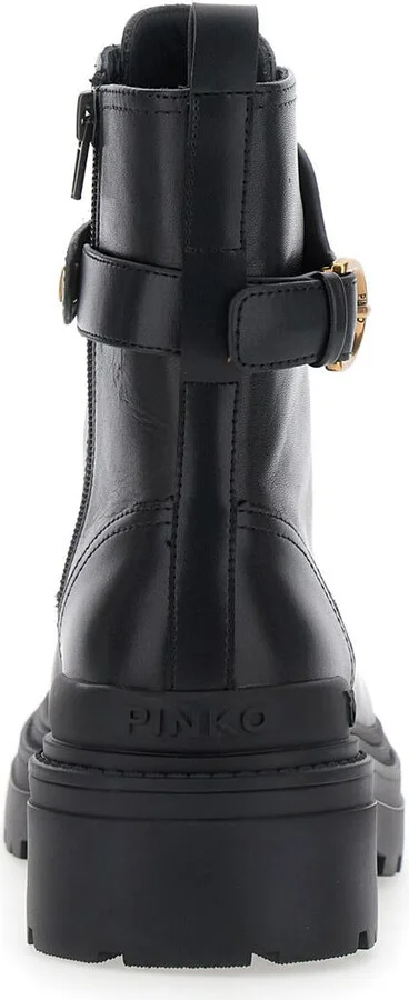 'Mia' Black Ankle Boots With Love Birds Diamond Cut Patch On The Front And Side Zip Closure In Leather Man - Image 4