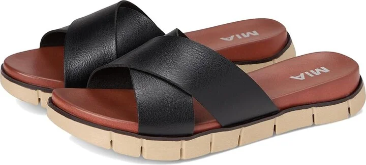 MIA Elissa Women's Wedge Shoes Black : 6 M, Leather