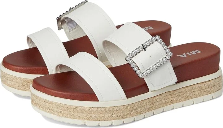 MIA Kika-P Women's Wedge Shoes White : 8.5 M, Faux Leather