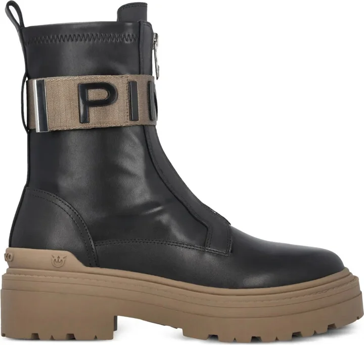 Mia logo-strap ankle boots