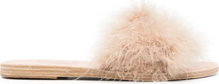 Mia Marabu flat feather sandals