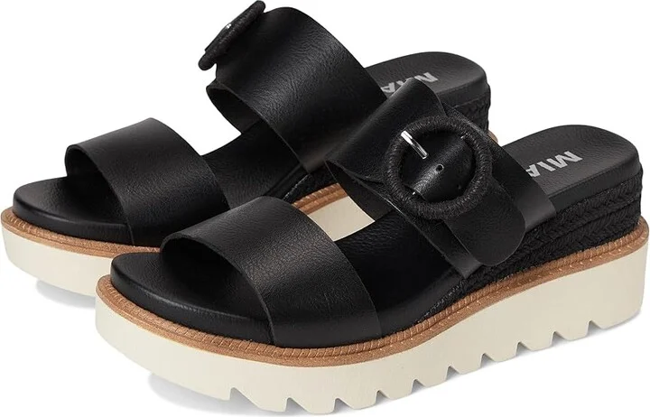 MIA Orla Women's Wedge Shoes Black : 8.5 M, Leather/Synthetic