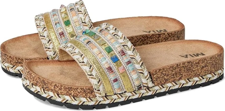 MIA Pailly Women's Wedge Shoes Gold : 7 M, Faux Leather
