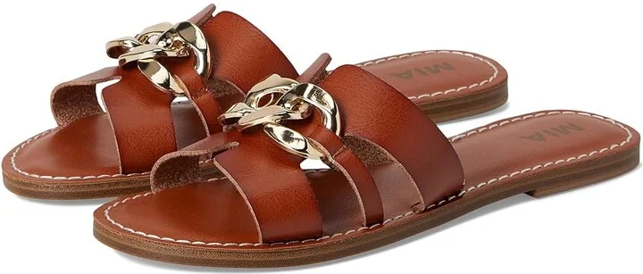 MIA Venetia Women's Wedge Shoes Cognac : 6 M, Faux Leather