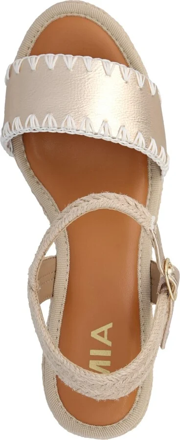 Mia Women's Becky Round Toe Wedge Sandals - Natural, Gold - Image 4