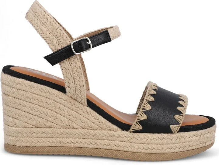 Mia Women's Becky Round Toe Wedge Sandals - Natural, Gold - Image 6