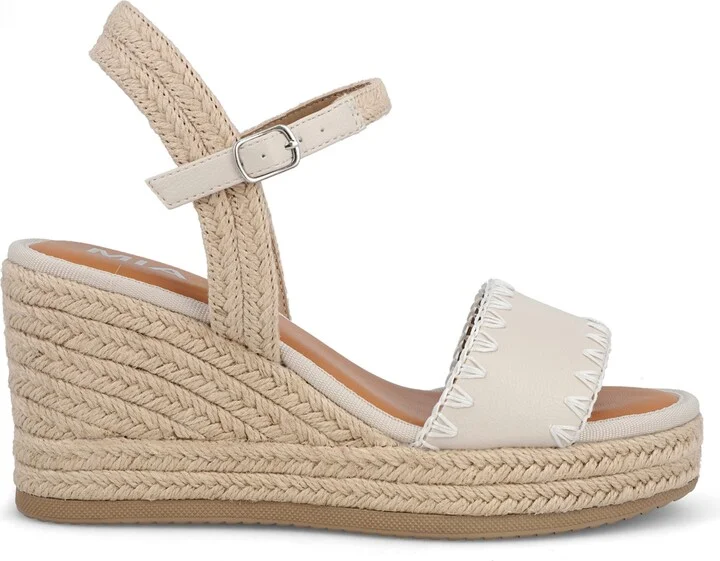 Mia Women's Becky Round Toe Wedge Sandals - Natural, Gold - Image 10
