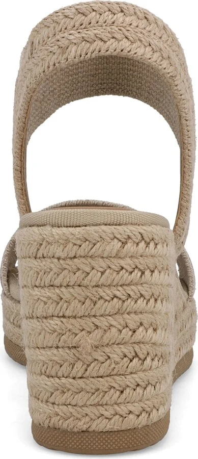 Mia Women's Brittni Round Toe Wedge Sandals - Natural, Off White - Image 3